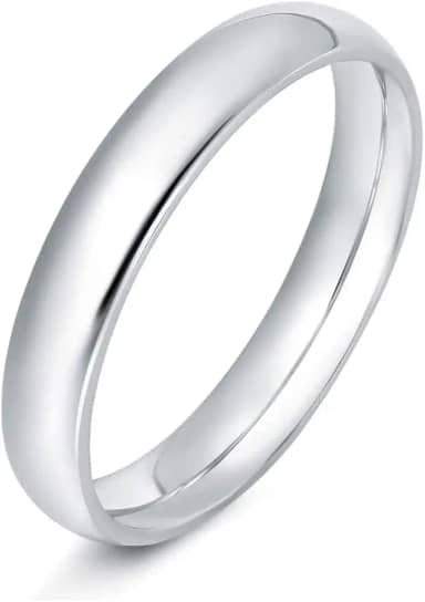 Aliança de Namoro 4mm, Compromisso, Casal, Anel em Aço Inox 316l, Prateada, Ergonômica, Resistente ao Desgaste, Reforçado, não Enferruja e não Escurece.