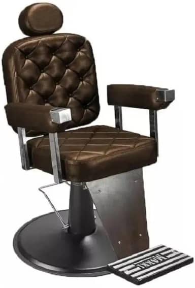 Cadeira de Barbeiro Marri Dubai, Cadeira Giratória e Reclinável para Barbearia e Salão de Beleza, Estrutura em Aço Reforçado, Estofamento Premium, Base em Metal e Apoio para Pés (Marrom Croco)