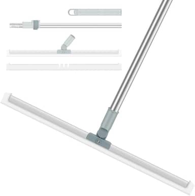 Rodo de Limpeza Silicone 2 em 1 com Raspador Silicone 50cm Cabo Retrátil 140cm Base Giratória Leve Resistente Limpeza Versátil Grande
