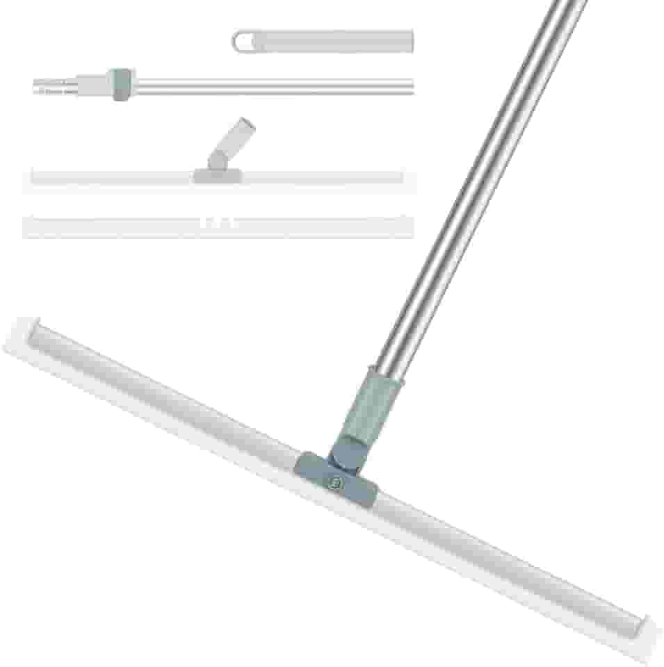 Rodo de Limpeza Silicone 2 em 1 com Raspador Silicone 50cm Cabo Retrátil 140cm Base Giratória Leve Resistente Limpeza Versátil Grande