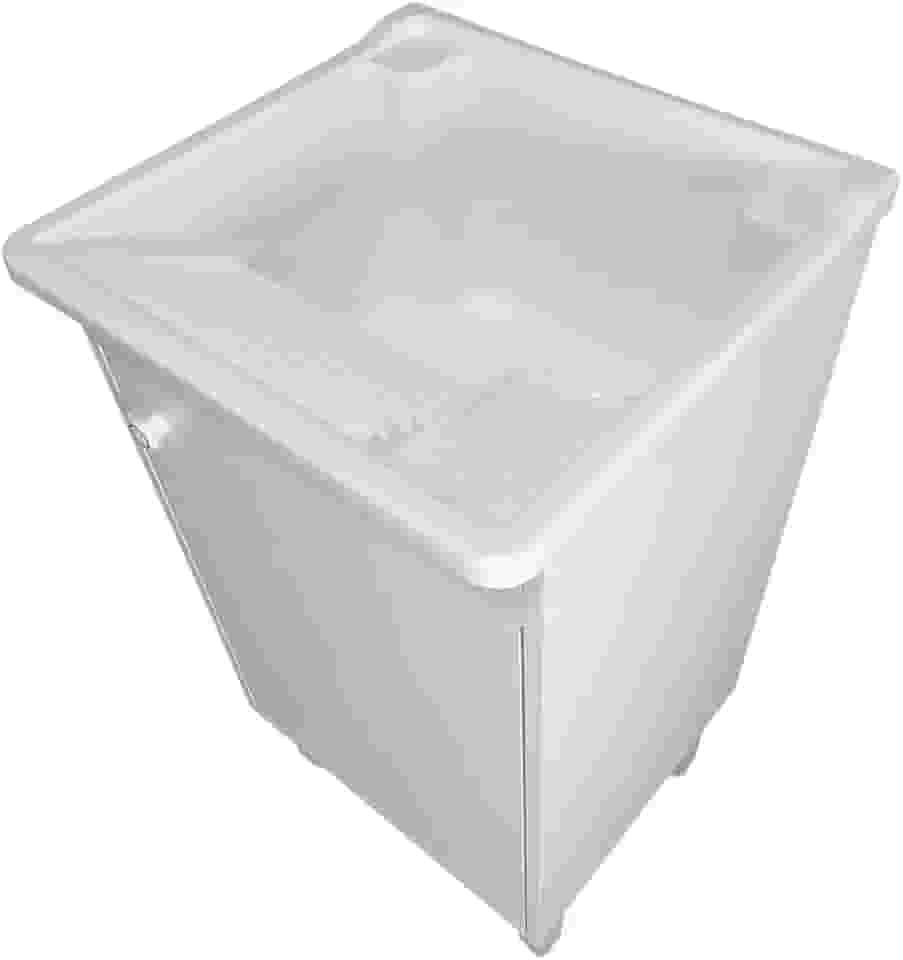 Tanque 26L Com Gabinete 46cm 1 Porta + Sifão Entregue Montado Cor: Tanque Branco