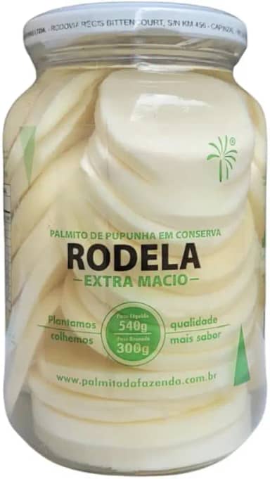 Palmito de Pupunha em Conserva em Rodelas, 550g, Não Contém Glúten, Extra Macio
