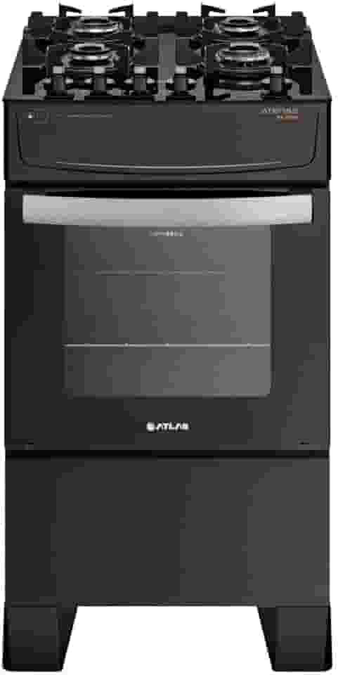 Fogão Atlas 4 Bocas preto Atenas Glass com Acendimento automático - Bivolt