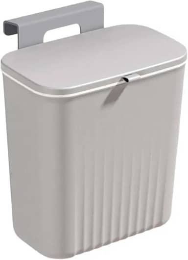 Lixeira Suspensa Sem Furos Para Cozinha Retrátil Pendurável Com Tampa Compacta Funcional Multiuso 9 Litros Organização Casa Pia Cinza Ou Branca (Cinza)