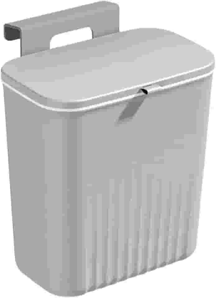 Lixeira Suspensa Sem Furos Para Cozinha Retrátil Pendurável Com Tampa Compacta Funcional Multiuso 9 Litros Organização Casa Pia Cinza Ou Branca (Cinza)