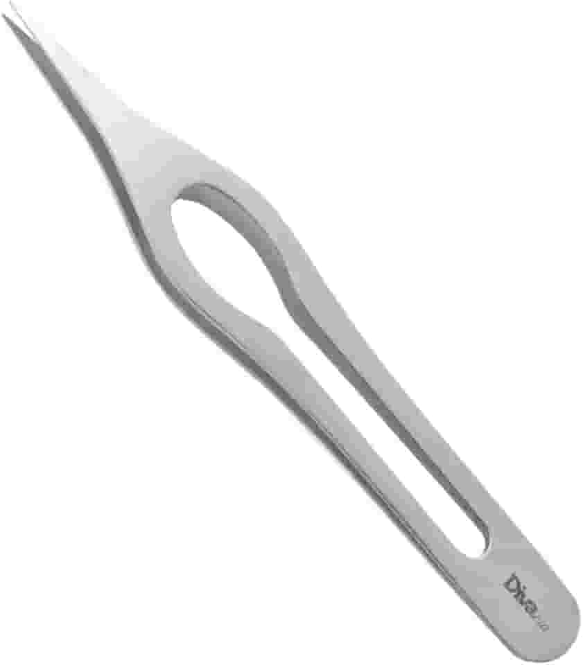 Pinça para Sobrancelhas Ponta Agulha Fina de Alta Precisão Profissional Autoclavável para Design de Sobrancelhas em Aço Inox cor Prata