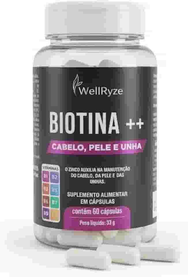 Biotina ++ com Zinco, Selênio e Complexo B – Vitaminas para Cabelo, Pele e Unhas – Vitamina C e E – Suplemento Capilar Feminino – Fórmula Beauty Hair Skin Nails – 60 Cápsulas
