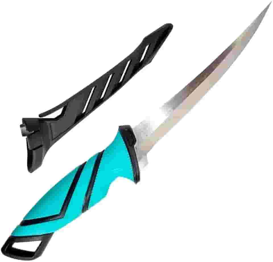 Jaú Pesca Faca Fileteira, 18cm, Aço Inox, Cabo Ergonômico Emborrachado, com Bainha