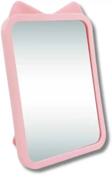 Espelho de Mesa Gatinho 16x11,5cm – Design Fofo, Portátil e Perfeito para Maquiagem, Skincare e Decoração