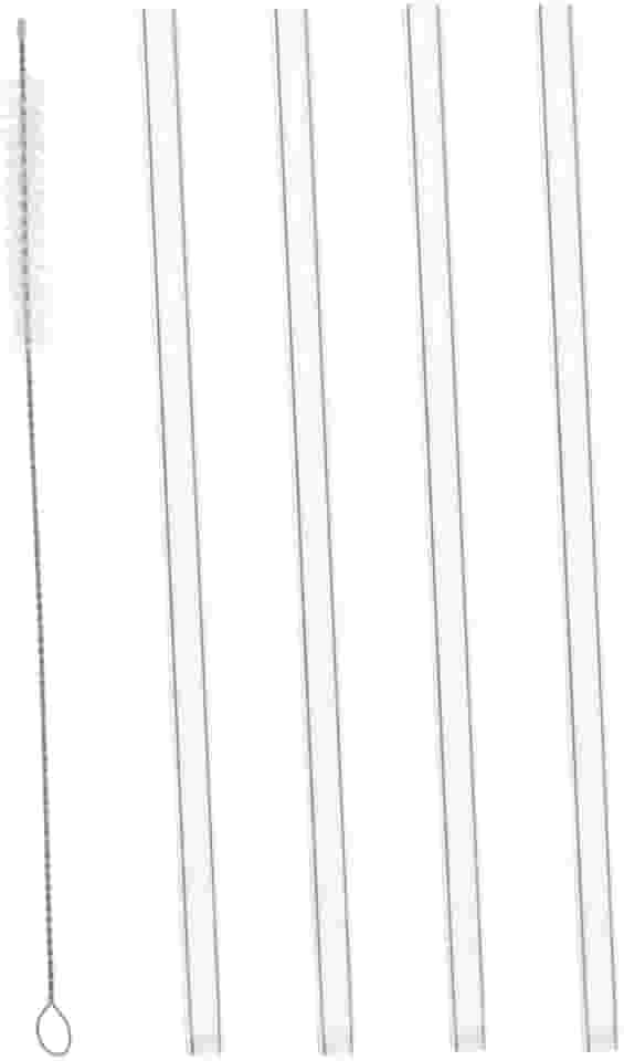 LYOR - Conjunto 4 Canudos de Vidro Reutilizáveis com Escova para Limpeza 20cm