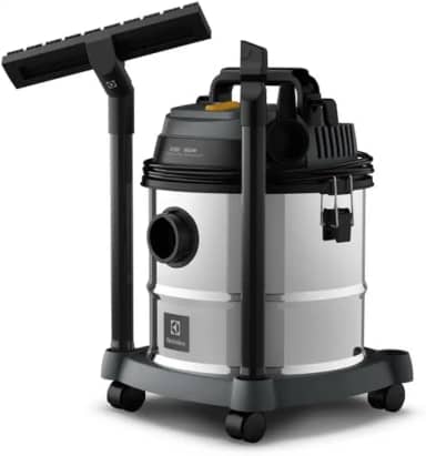 Aspirador água pó Electrolux função sopro compacto liquidos quimicos inox 1800W 20L total 15L util protetor termico GT20i 220v