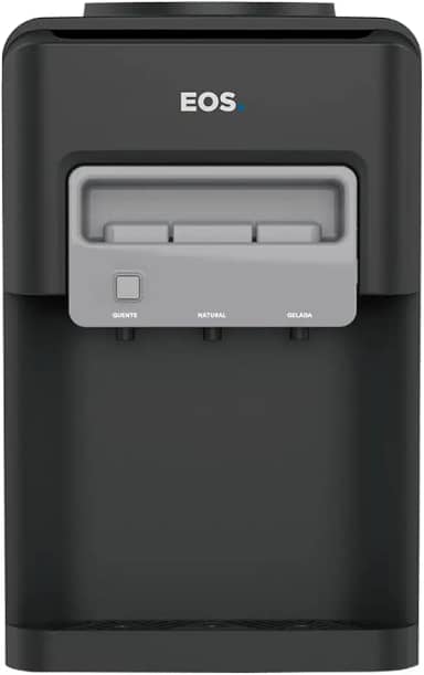 Bebedouro de Mesa para Garrafão Eos Mineralle Eletrônico Água Quente, Fria e Natural Preto Ebe06qp 220v
