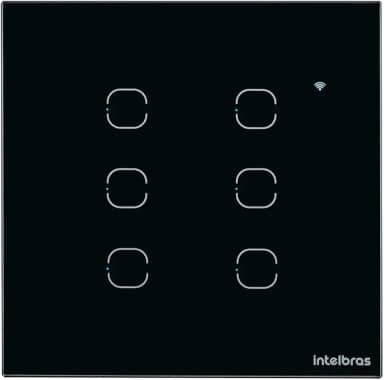 Interruptor Smart Wi-Fi Touch Compatível com Alexa 6 Teclas EWS 1006 Preto Intelbras