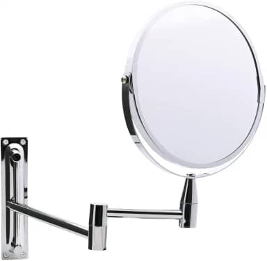 Mimo Style Espelho de Aumento Articulado Para Parede Ampliação de 5x, Extensível Para Banheiro e Bancadas, Acabamento Cromado 40,5 cm, Rotativo 360 Graus