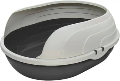 Banheira para Gatos com Arco, Preta e Branca, Grande 47x38cm, Bandeja Removível