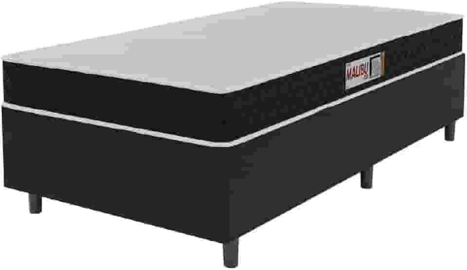 Cama Box Colchão Solteiro Espuma D20 Malibu 78x188x50cm Preto/Branco Hellen
