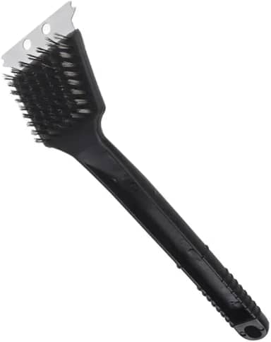 Escova para Limpar Grelha Churrasqueira com Espátula 2 em 1 Cerdas Aço Inoxidável Remove Gordura e Sujeiras Limpeza Eficaz