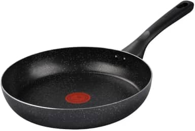 Frigideira Rochedo Stone Pro 24cm Preto com Efeito Pedra e Antiaderente Minerium, Alta Resistência e Durabilidade, Cabos Ergonômicos para Maior Segurança e Base Limpa Fácil