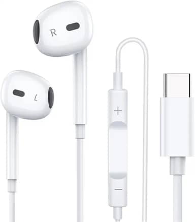 Fones de ouvido tipo C para iPhone 15 15 Pro 15 Pro Max 16 16 Pro Max com fio, fones de ouvido estéreo compatíveis com a maioria dos dispositivos com conector tipo C.