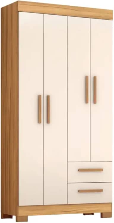 Guarda Roupas Solteiro 4 Portas 2 Gavetas Malta Madeirado/Off White Notável