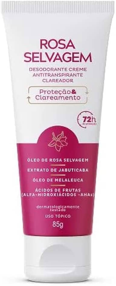 Desodorante Rosa Selvagem Creme Antitranspirante Clareia Mancha Axila 85g