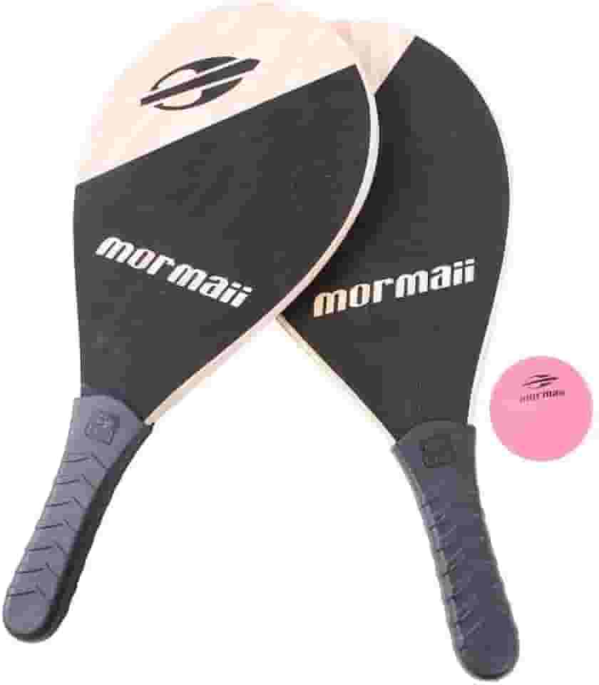 Kit Frescobol Mormaii com 2 Raquetes de Madeira + Bola e Sacola | Feito à Mão no Brasil | Cabo Injetado e Design Aerodinâmico