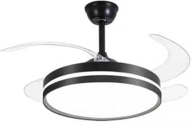 Ventilador Retrátil Led 3 Cores De Luz Silencioso Moderno Preto