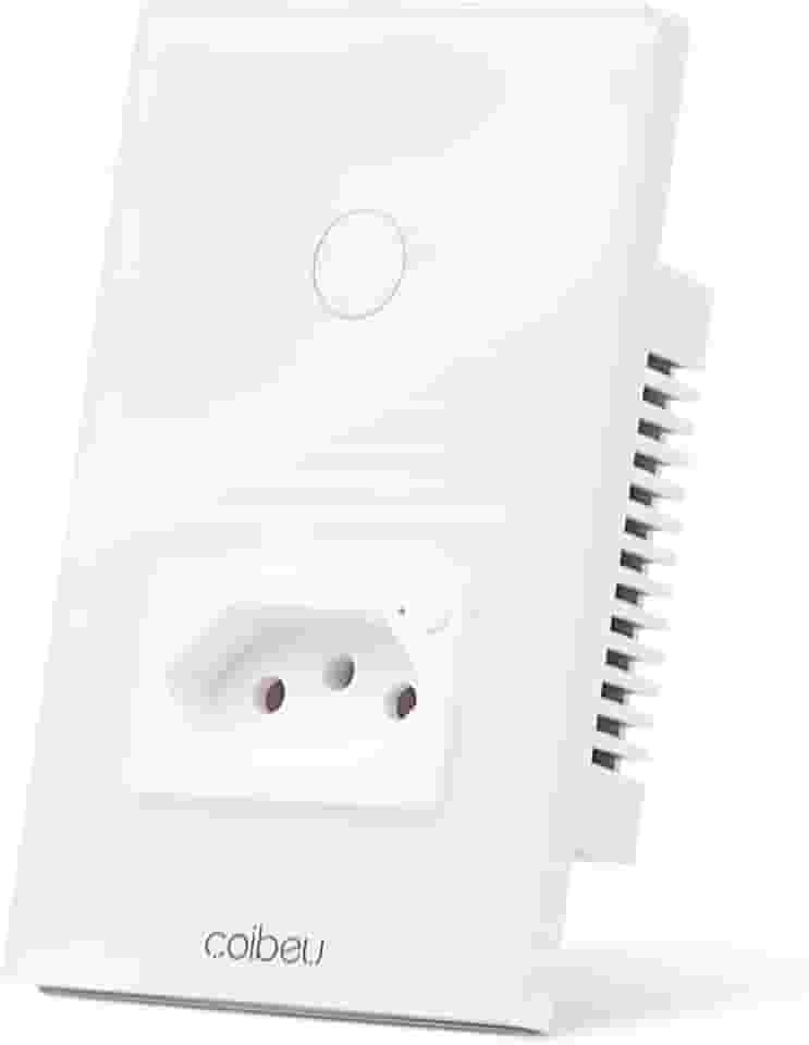 Interruptor Inteligente WiFi com Tomada, Interruptor Smart Sem Fio Doméstico Multifuncional, Controle Remoto de Eletrodomésticos Por Celulares, Branco, 1Botao, com neutro