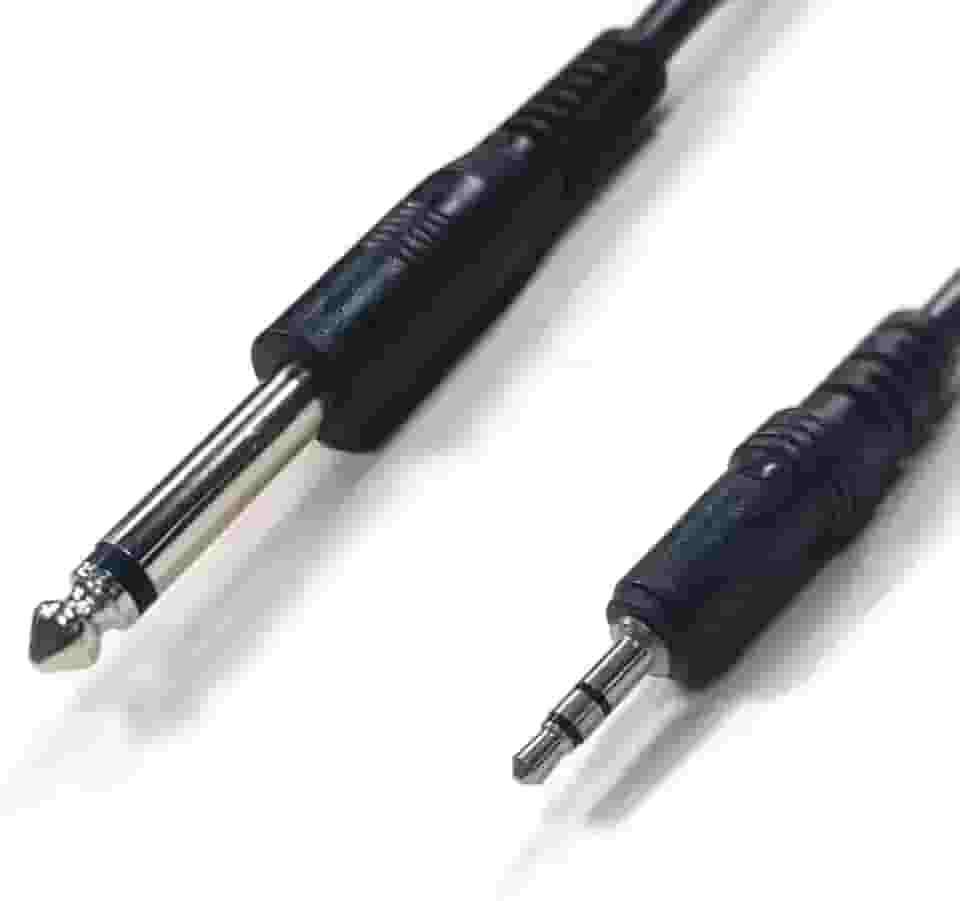 Cabo Adaptador P2 3,5mm para P10 6,35mm Estéreo, 3 Metros, Preto