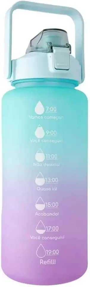 Garrafa Squeeze de Água Academia 2 Litros Fitness Weeze Tie Dye Verde e Lilas