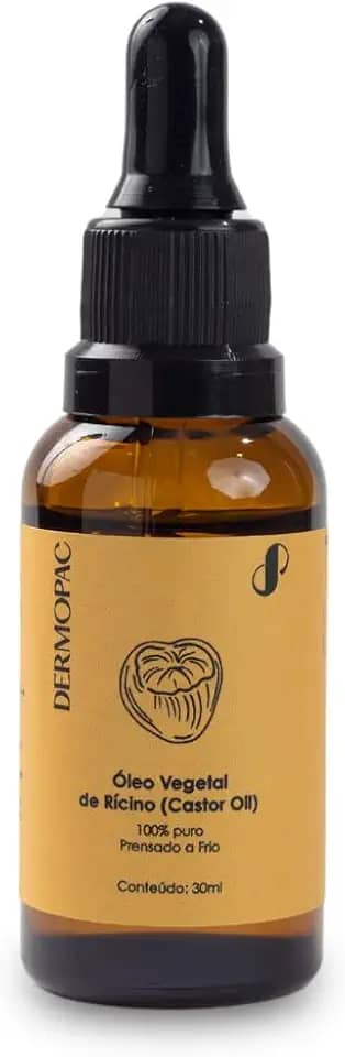 Dermopac Óleo Vegetal de Rícino (Castor Oil) 100% Puro Natural Uso Capilar, Para Pele e Cabelos, 30ml, Prensado a Frio