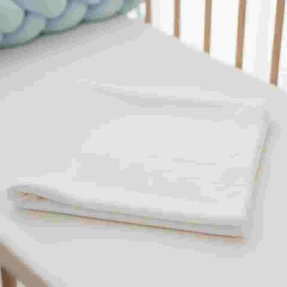 Manta de Bebê Premium, Malha 100% Algodão, Acabamento em Pompom, 70x80cm, Múltiplas Cores, Macia e Hipoalergênica para Berço e Carrinho (Branco)