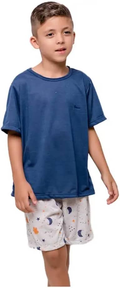 Conjunto Pijama Infantil Diones Menino Com Camiseta Lisa E Shorts