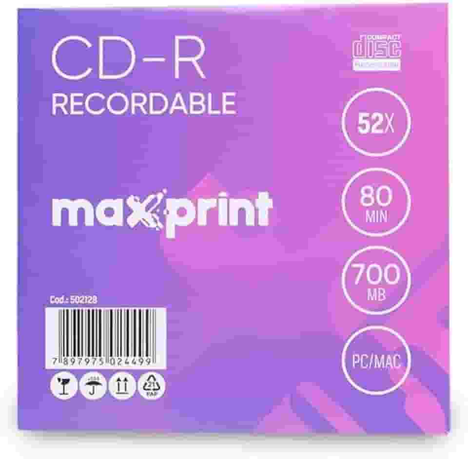 MÍDIA CD-R Gravável MAXPRINT 700 MB - 80 MIN - 52X - Envelope papel