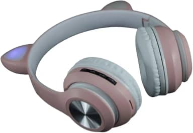 Fone Bluetooth Sem Fio Headphone Gatinho com Microfone Embutido Para Música ou Gamer (Rosa)
