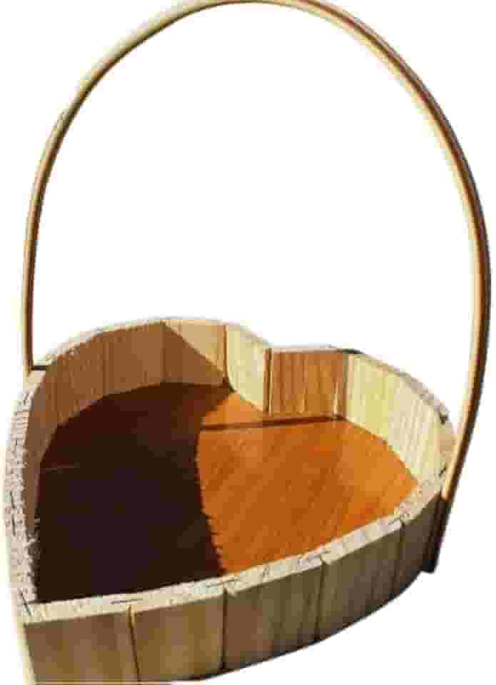 Kit 10 Cesta Coração 30cm Presente Madeira Alça Vime Aniversário Namorado Mães Pais Doce Chocolate