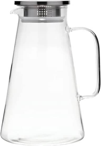 Mimo Style Jarra de Vidro Com Tampa 1,8L, Feita em Vidro Borossilicato e Aço Inoxidável. Para Servir Suco, Água Saborizada ou Qualquer Outra Bebida. Lindae Elegante
