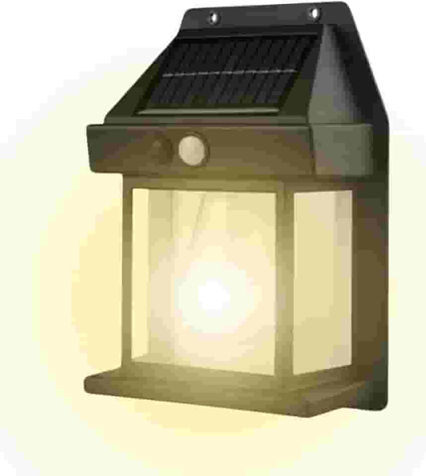 Luminária Solar Externa Potente Arandela Energia Solar, Lâmpada Vintage com Sensor e Acendimento Automático, Ideal para Decoração e Iluminação de Ambientes Externos, Impermeável