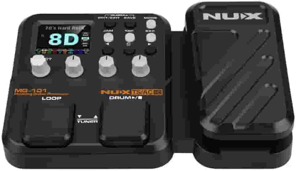 Pedaleira Multiefeitos Nux MG-101 com 25 Amps Tela LCD 2.4' Impulse Response Interface de Áudio USB para Gravação