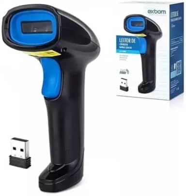 Leitor de Código de Barras Sem Fio, USB, Scanner Manual para PDV, EAN, Boleto, Danfe, Bivolt 110V/220V