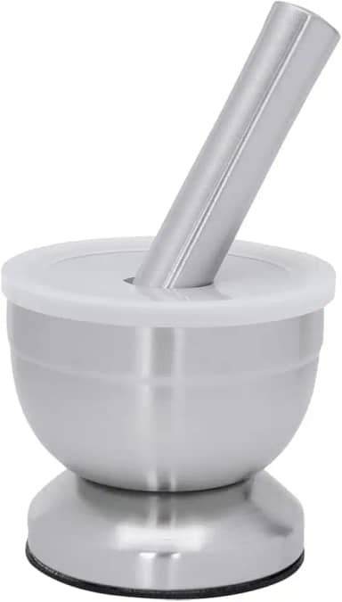Mimo Style Pilão com Socador Feito Inteiramente em Aço Inoxidável. Resistente, Durável e Não Tóxico. Sua Base Antideslizante Torna Fácil Moer Qualquer Ingrediente .AC20281