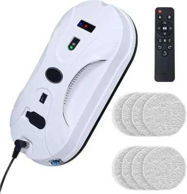 Robô Limpa Vidros com Bateria de Emergência e Sensores de Bordas Antiqueda,WKJWQWHY F400 Robô De Limpeza Branco,robô limpador automático inteligente remoto,