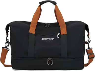 Bolsa Mala de Viagem e Academia Grande Capacidade Portátil, Leve, Transversal, Casual Unissex para Fitness, Natação, Camping e Uso Diário (Preto)