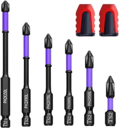 Kit 6 Pontas Bits Super Magnéticas S2 para Parafusadeira – Alta Dureza para Metal, Madeira e Plástico