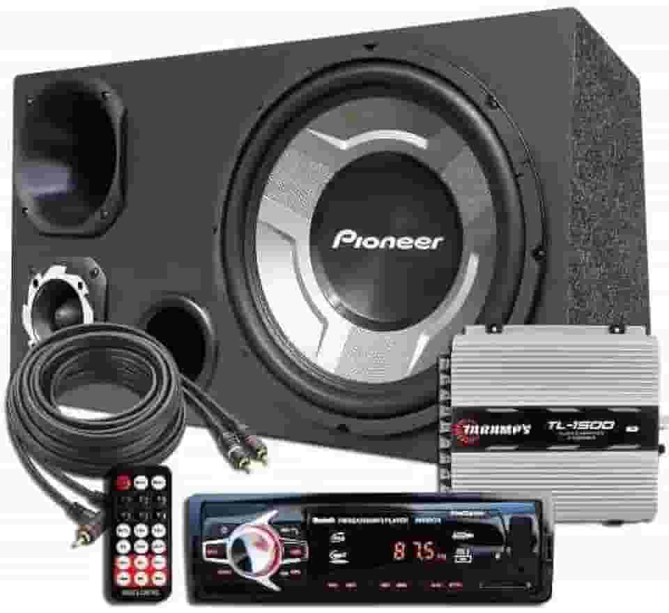 Kit Som Caixa Trio Sub Pioneer Aparelho Bluetooth Taramps