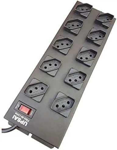 Filtro De Linha Régua Extensão 10 Tomadas Espaçadas Cabo 3 metros Preto Metálico Circuit Breaker Upsai