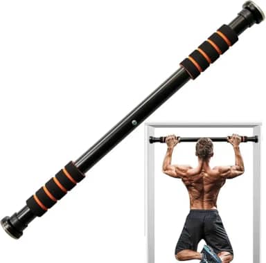 Barra Fixa de Porta com Pegada de Espuma Ajustável 63 a 96 cm | Instalação por Pressão, Suporta até 100 kg | Ideal para Flexões, Abdominais e Treinos de Musculação em Casa