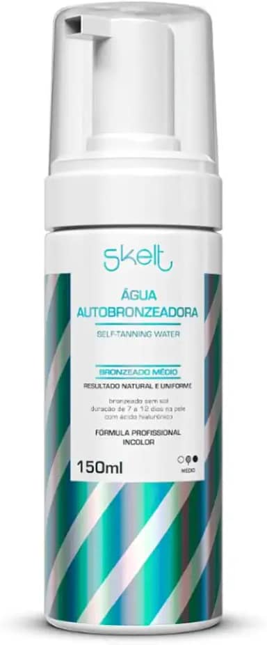 Skelt Água Autobronzeadora 150ml | Ácido Hialurônico, 100% Natural, Bronze Natural e Uniforme, Pele Hidratada e Saudável, Duração de 7 a 12 Dias | Todos os Tipos de Pele