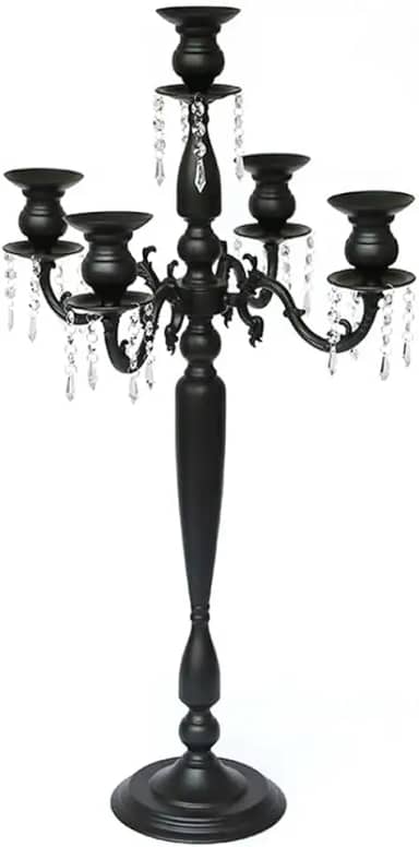 Candelabro retrô de metal com 5 braços, suporte de vela cônica para mesa de jantar, decoração de casamento
