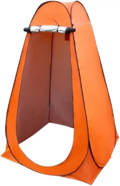 Barraca Portátil para Camping, Trocador e Banheiro, 190 x 150 x 150 cm, Laranja, com Proteção UV e Janela de Ventilação